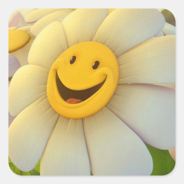 Adesivo Quadrado Vinheta/Girassol Sorrindo (Frente)