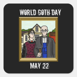 Adesivo Quadrado Vinheta Gótica Americana do Dia do Gótico Mundial