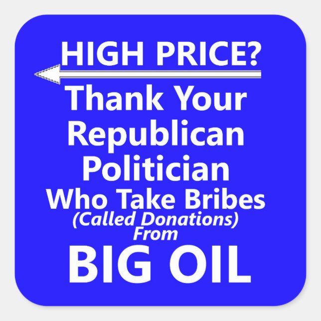 Adesivo Quadrado Vinheta Grande de Bomba de Gás de Petróleo (Frente)