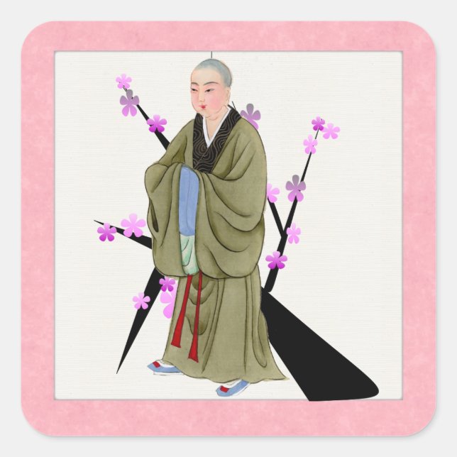 Adesivo Quadrado Vinheta Monge Budista (Frente)