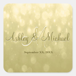 Adesivo Quadrado Vinheta Monograma | Amarelo Dourado