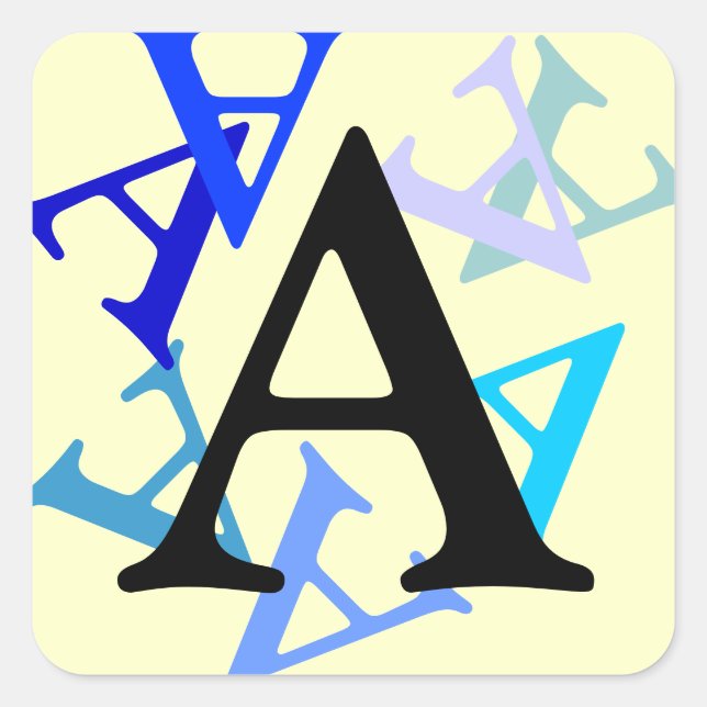 Adesivo Quadrado Vinheta - Múltiplas letras (Frente)