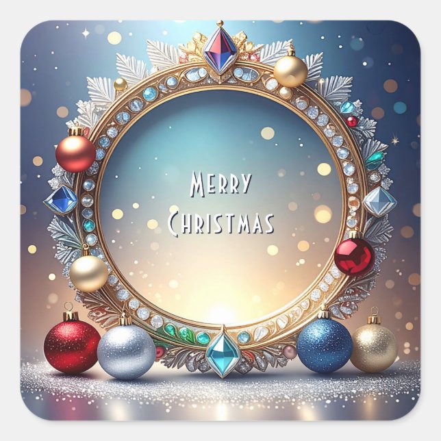 Adesivo Quadrado Vinheta Natal de Feriado de Molde (Frente)