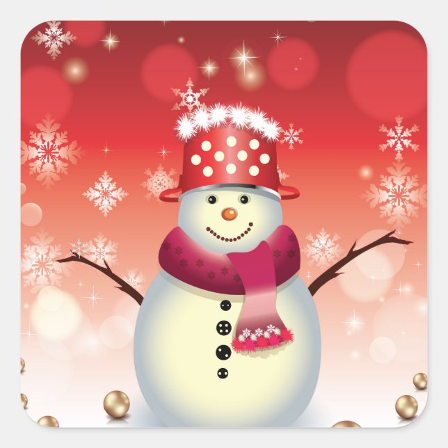 Adesivo Quadrado Vinheta Natal-Snowman (Frente)