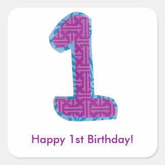 Adesivo Quadrado Vinheta Número Um