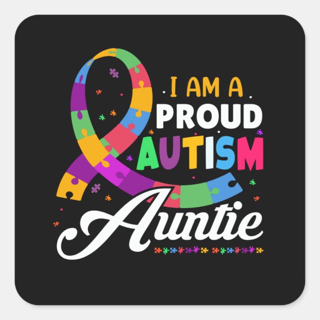 Adesivo Quadrado Vinheta ORGULHO AUTISM AUNTIE (Frente)