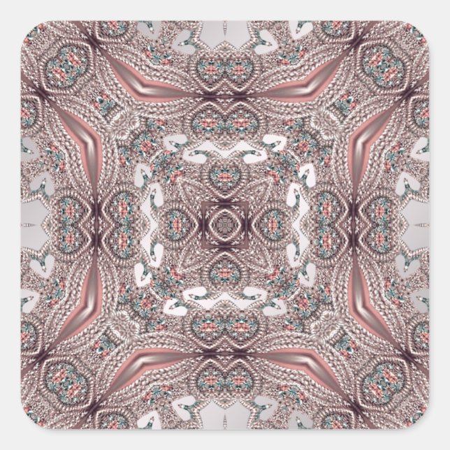 Adesivo Quadrado Vinheta Ornamental Rosa (Frente)
