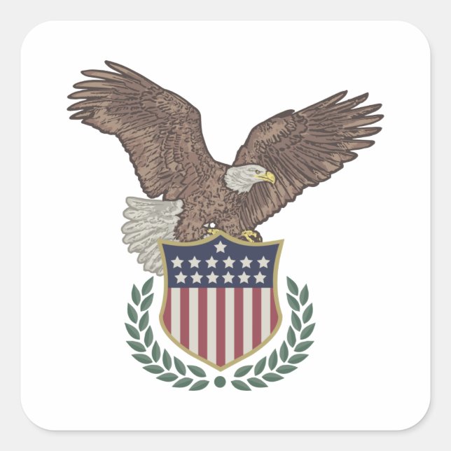 Adesivo Quadrado Vinheta Patriótica de 4 de julho (Frente)
