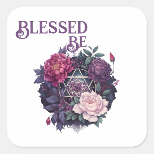 Adesivo Quadrado Vinheta Pentágono de Pirenéus de Lavanda Wiccan
