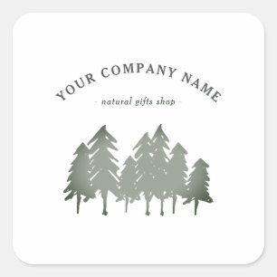 Adesivo Quadrado Vinheta personalizada do logotipo de árvores de pi