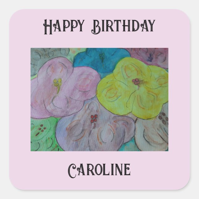 Adesivo Quadrado Vinheta Personalizada Floral abstrato Summer (Frente)