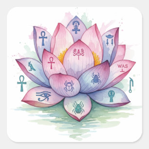 Adesivo Quadrado Vinheta Premium Sagrada do Lotus Egípcio
