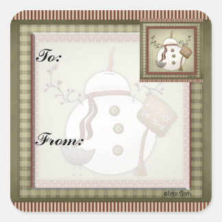 Adesivo Quadrado Vinheta-presente de Natal