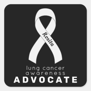 Adesivo Quadrado Vinheta Preta Quadrada de Cancer Pulmonar