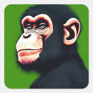 Adesivo Quadrado Vinheta Quadrada Chimpanzé