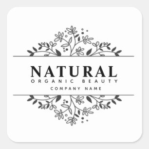 Adesivo Quadrado Vinheta quadrada de beleza orgânica e cosméticos