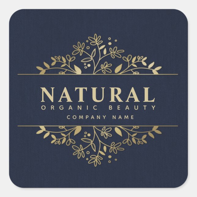Adesivo Quadrado Vinheta quadrada de beleza orgânica e cosméticos (Frente)