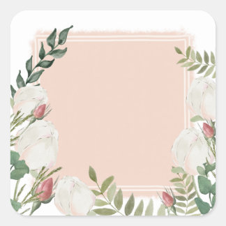 Adesivo Quadrado Vinheta quadrada de botões de flores