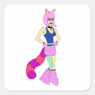 Adesivo Quadrado vinheta quadrada de catgirl
