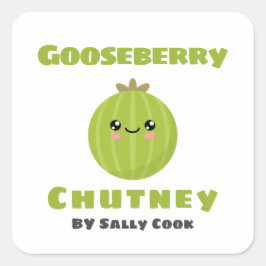 Adesivo Quadrado Vinheta quadrada de chutney de Gooseberry