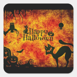 Adesivo Quadrado Vinheta Quadrada de Critério de Halloween