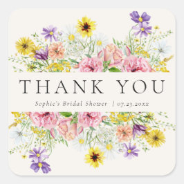 Adesivo Quadrado Vinheta Quadrada de Flores Selvagem de Água