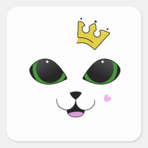 Adesivo Quadrado Vinheta Quadrada de Gato Feliz