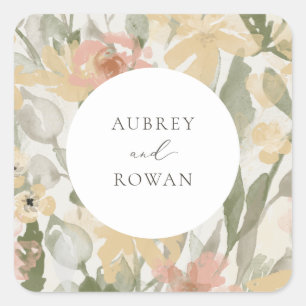 Adesivo Quadrado Vinheta Quadrada de Jardim Flourado