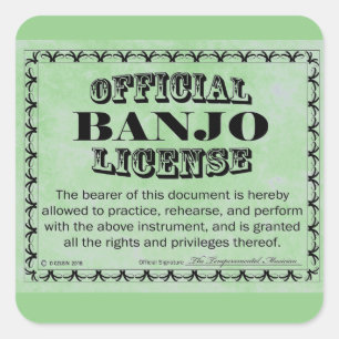 Adesivo Quadrado Vinheta Quadrada de Licença de Banjo