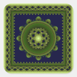 Adesivo Quadrado Vinheta quadrada de mandala fractal elegante brilh