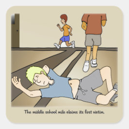 Adesivo Quadrado Vinheta Quadrada de Milha da Escola Média