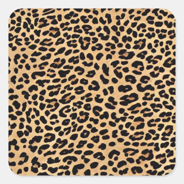 Adesivo Quadrado Vinheta quadrada de textura de impressão leopardo (Frente)