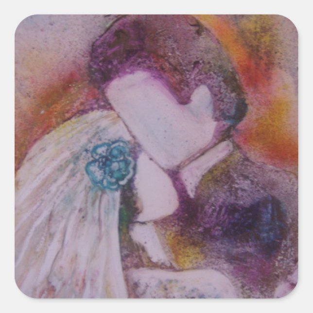 Adesivo Quadrado Vinheta Quadrada "Dia do Casamento" (Frente)