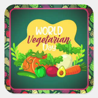 Adesivo Quadrado Vinheta Quadrada do Dia da Vegetação Mundial