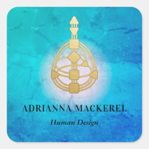 Adesivo Quadrado Vinheta quadrada do Gráfico de Corpo Humano Dourad