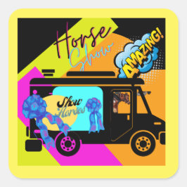 Adesivo Quadrado vinheta quadrada do show de cavalos estilo cômico