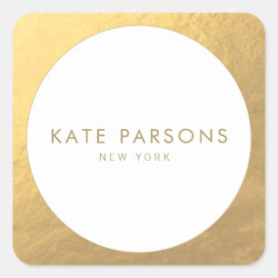 Adesivo Quadrado Vinheta redonda clássica Elegante de borda Dourad