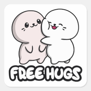 Adesivo Quadrado Vinheta Sappys FREE HUGS