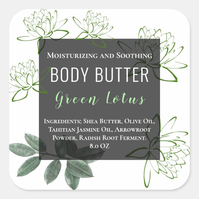 Adesivo Quadrado Vinheta Simples do Produto Flor de Lotus | Rótulo (Frente)