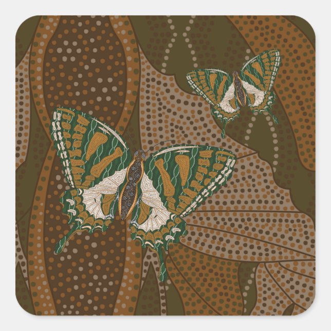 Adesivo Quadrado Vinheta Swallowtail Aboriginal (Frente)
