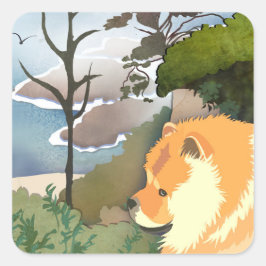 Adesivo Quadrado Vinheta-Vaca-Vaca-Vidro-LÁTIL em 2 tamanhos