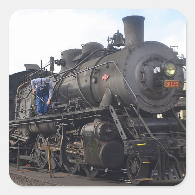 Adesivo Quadrado Vinheta Vapor De Comboio A Vapor (Frente)