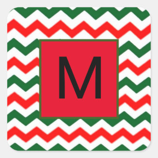 Adesivo Quadrado vinheta verde e vermelha inicial personalizada