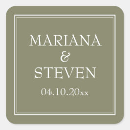 Adesivo Quadrado Vinheta Verde Minimalista de Fronteira Moderna