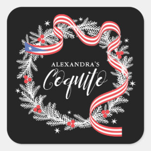 Adesivo Quadrado Vinheta Wreath de Natal Coquito