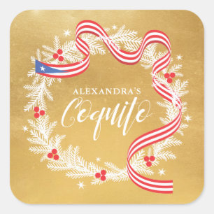 Adesivo Quadrado Vinheta Wreath de Natal Coquito