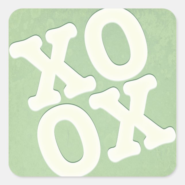 Adesivo Quadrado Vinheta XOXO/Selo de envelope | Verde (Frente)