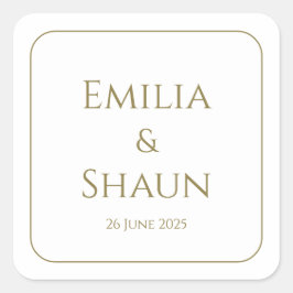 Adesivo Quadrado Vinhetas brancas e quadradas Douradas