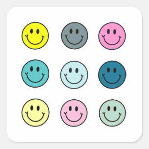 Adesivo Quadrado Vinhetas com 9 embalagens Pastel Cor-de-rosa Azul 