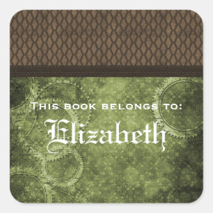 Adesivo Quadrado Vinhetas com placas de metal, verde